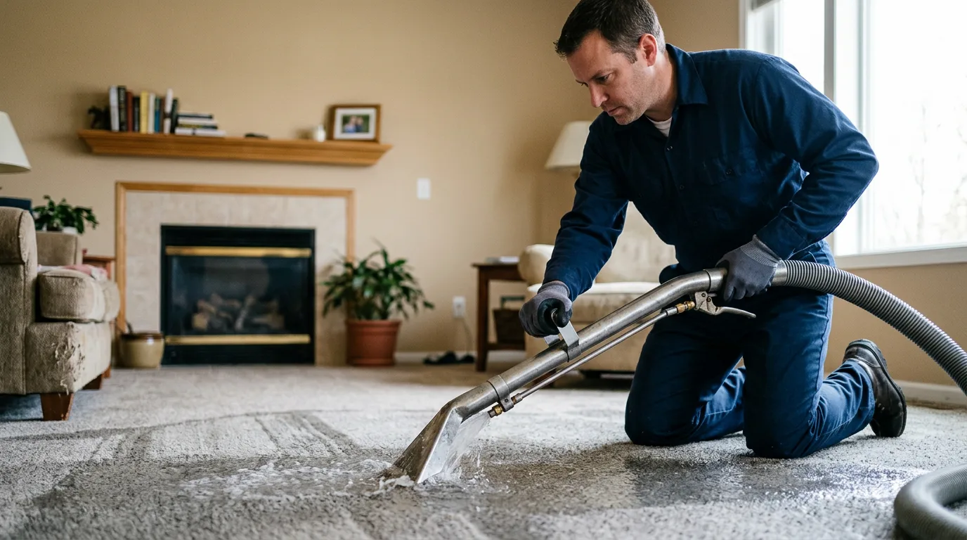 Water damage restoration technician working near Blue Ridge, VA